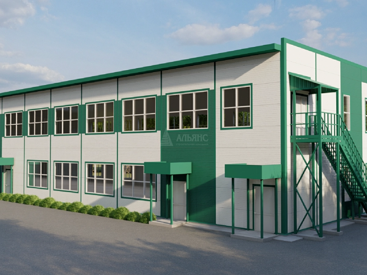 3D визуализация Здание АБК из сэндвич-панелей - фото 3